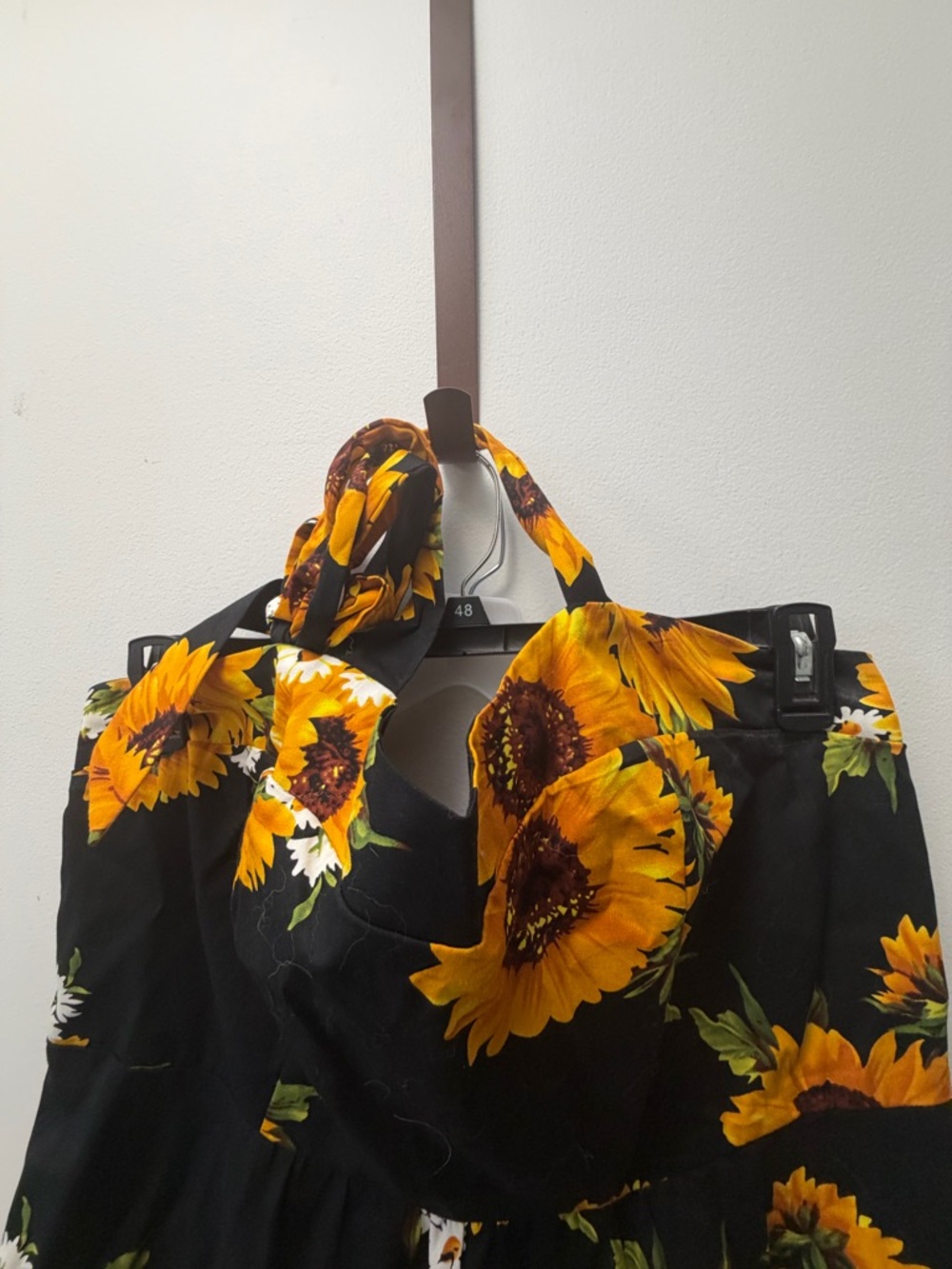 Sunflower Halter Midi Dress in Black & Yellow - Picture 2 of 4